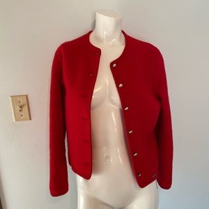 Red Wool Cardigan (Made in Austria)